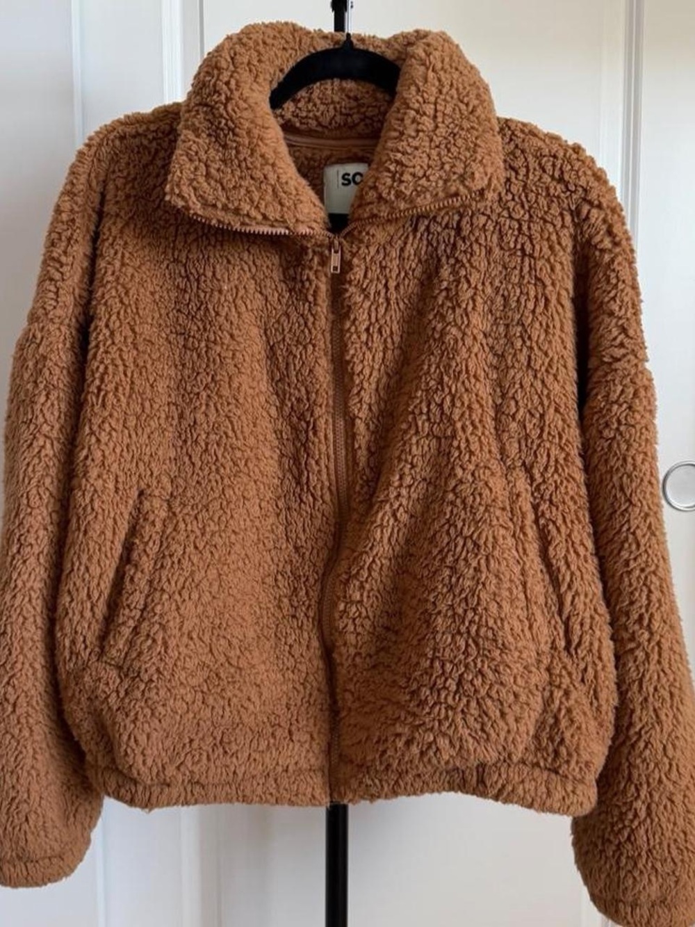 Cozy Teddy Zip-Up Jacket in Camel